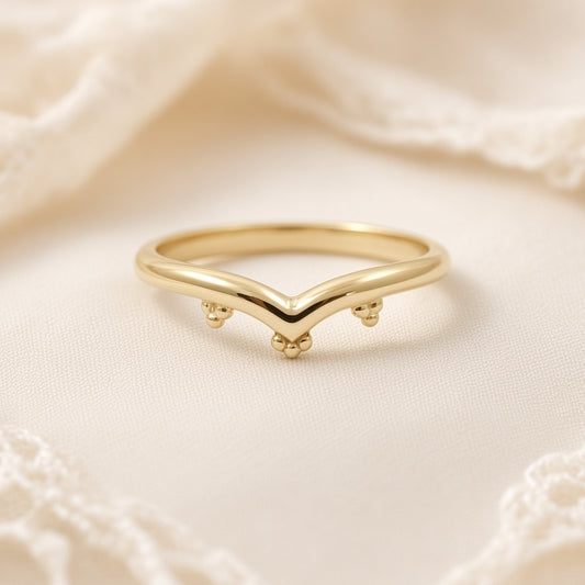 Gold Chevron contour ring wedding band