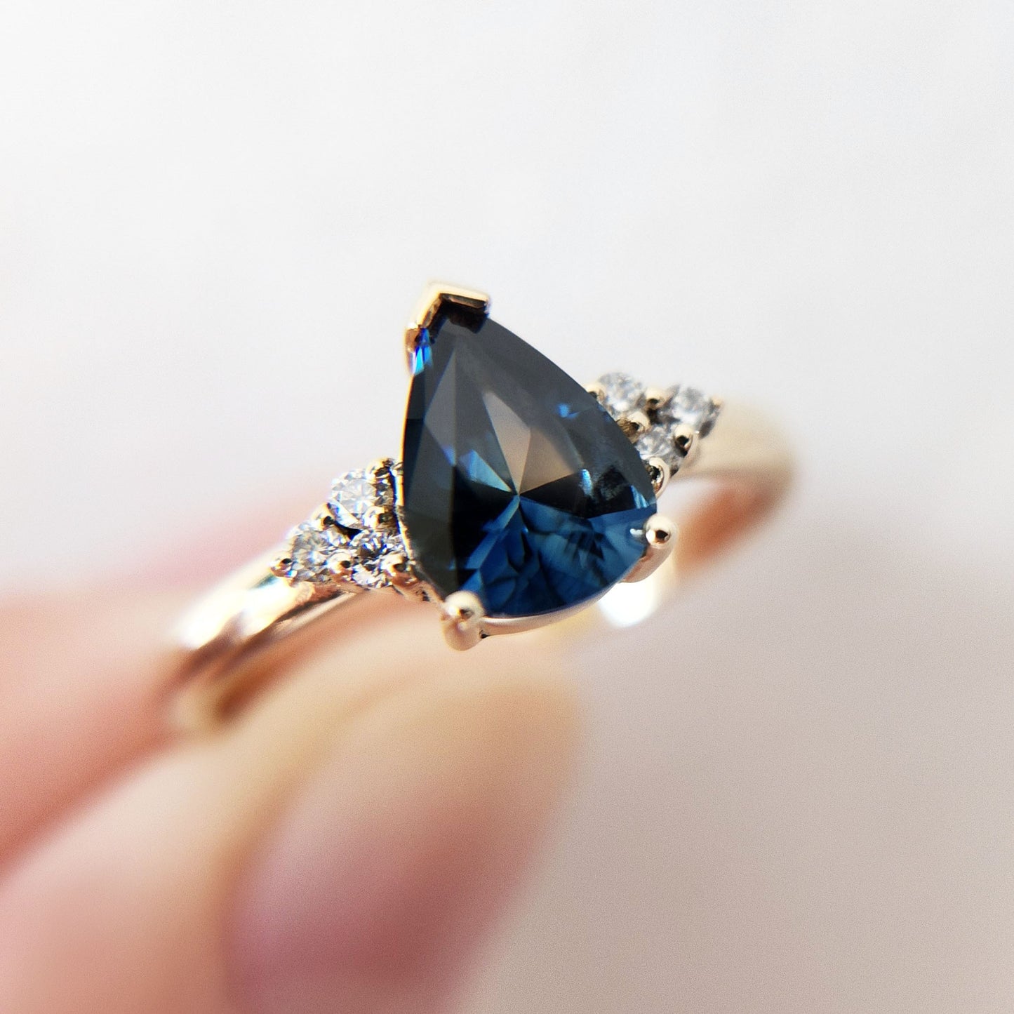 Teal Sapphire Engagement Ring