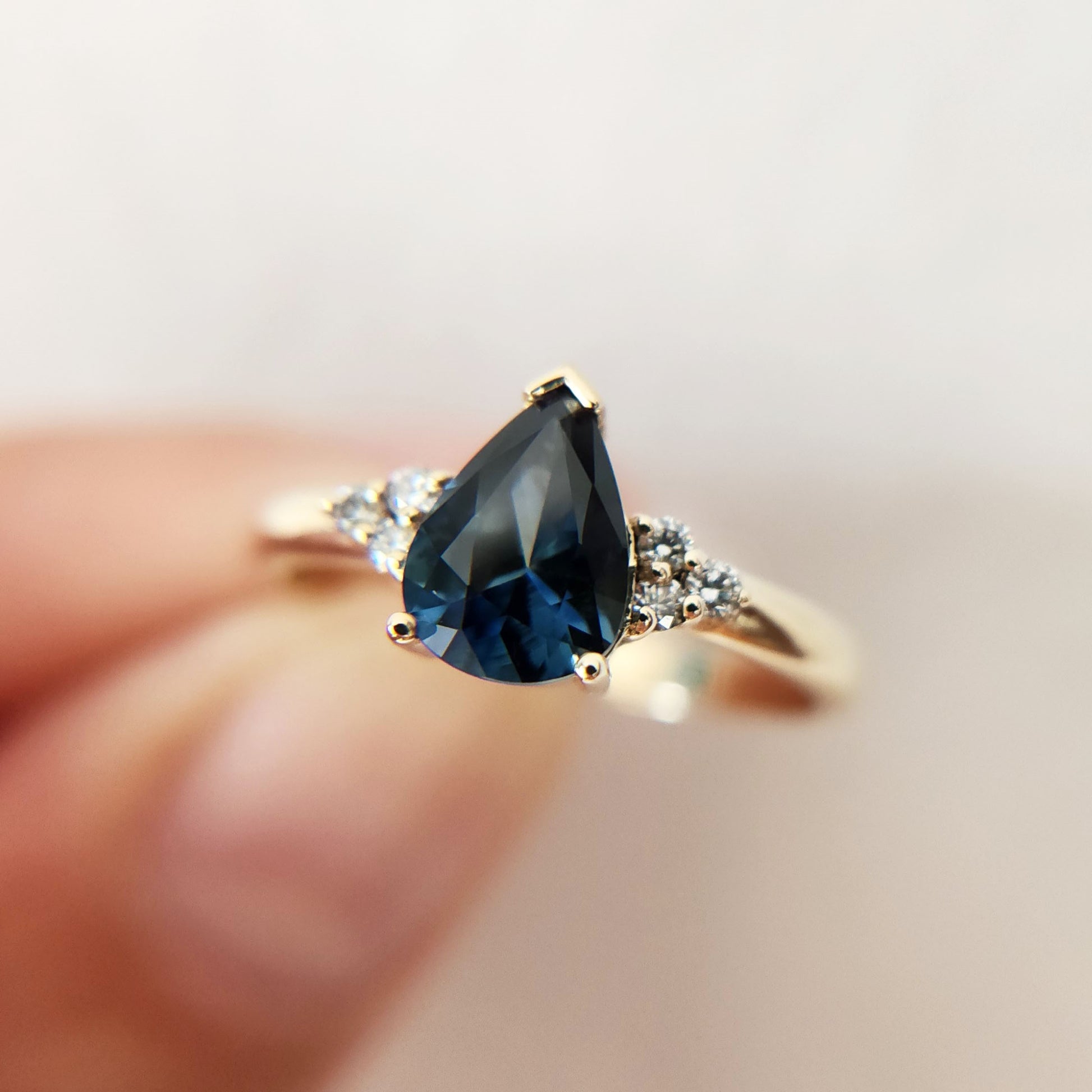 Teal Sapphire Engagement Ring