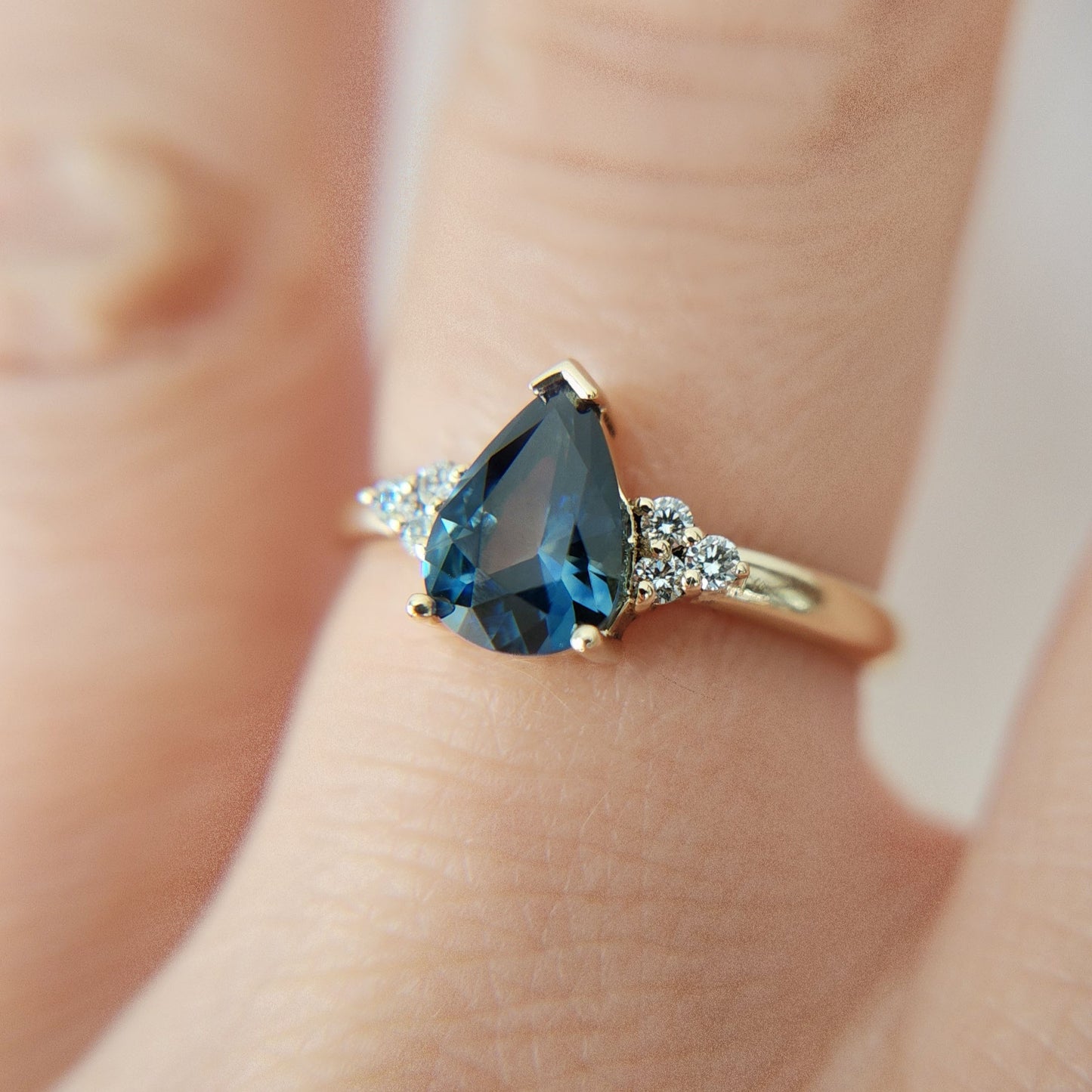 Teal Sapphire Engagement Ring