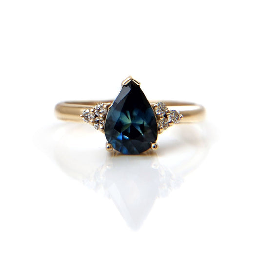 Teal Sapphire Engagement Ring