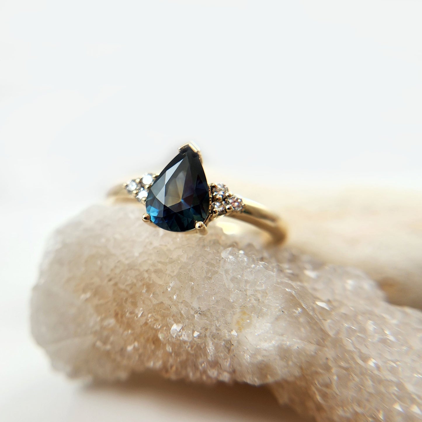 Teal Sapphire Engagement Ring