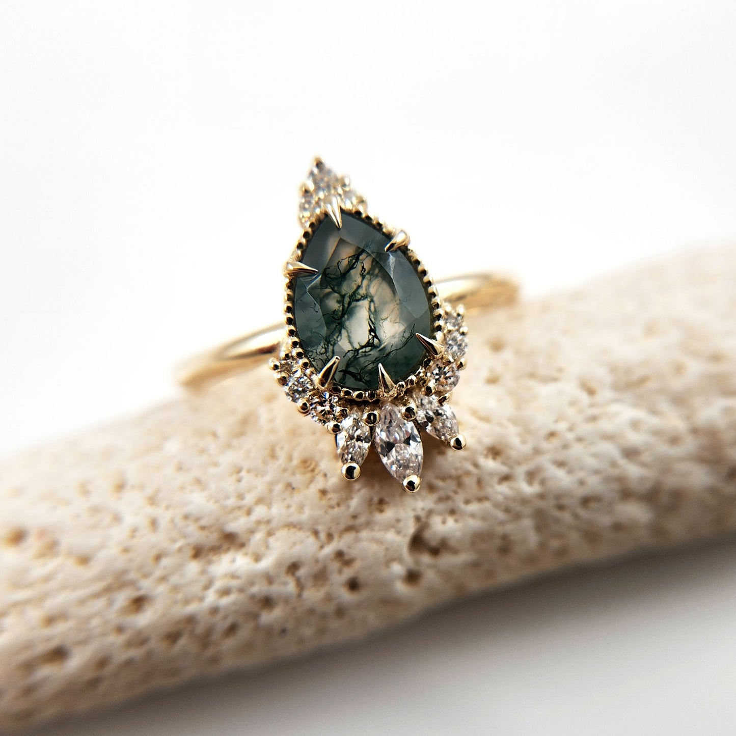 Moss Agate Engagement Ring