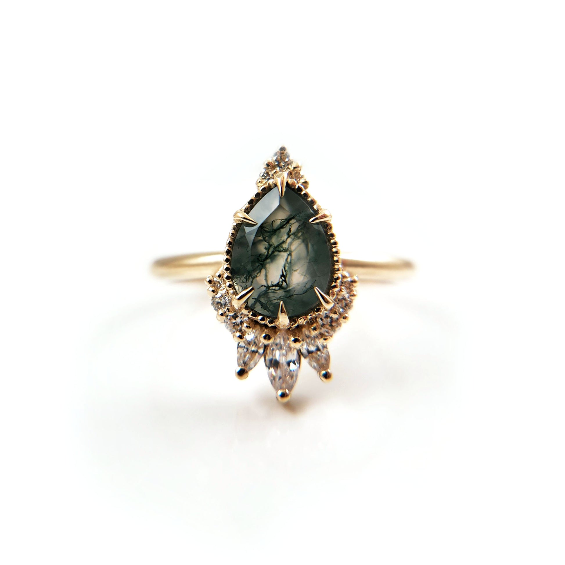 Moss Agate Engagement Ring