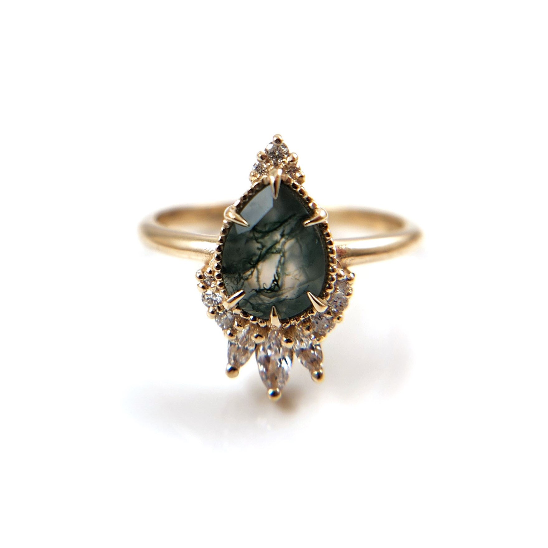 Moss Agate Engagement Ring