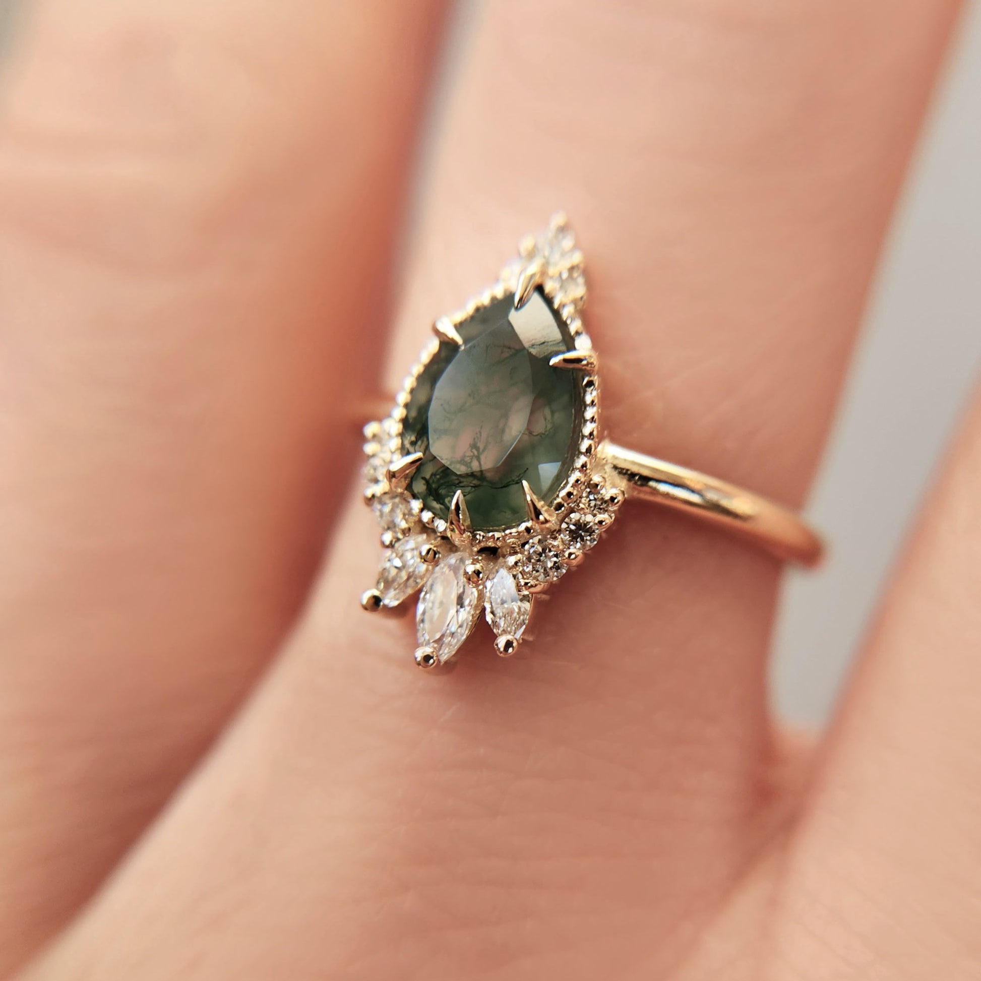 Moss Agate Engagement Ring