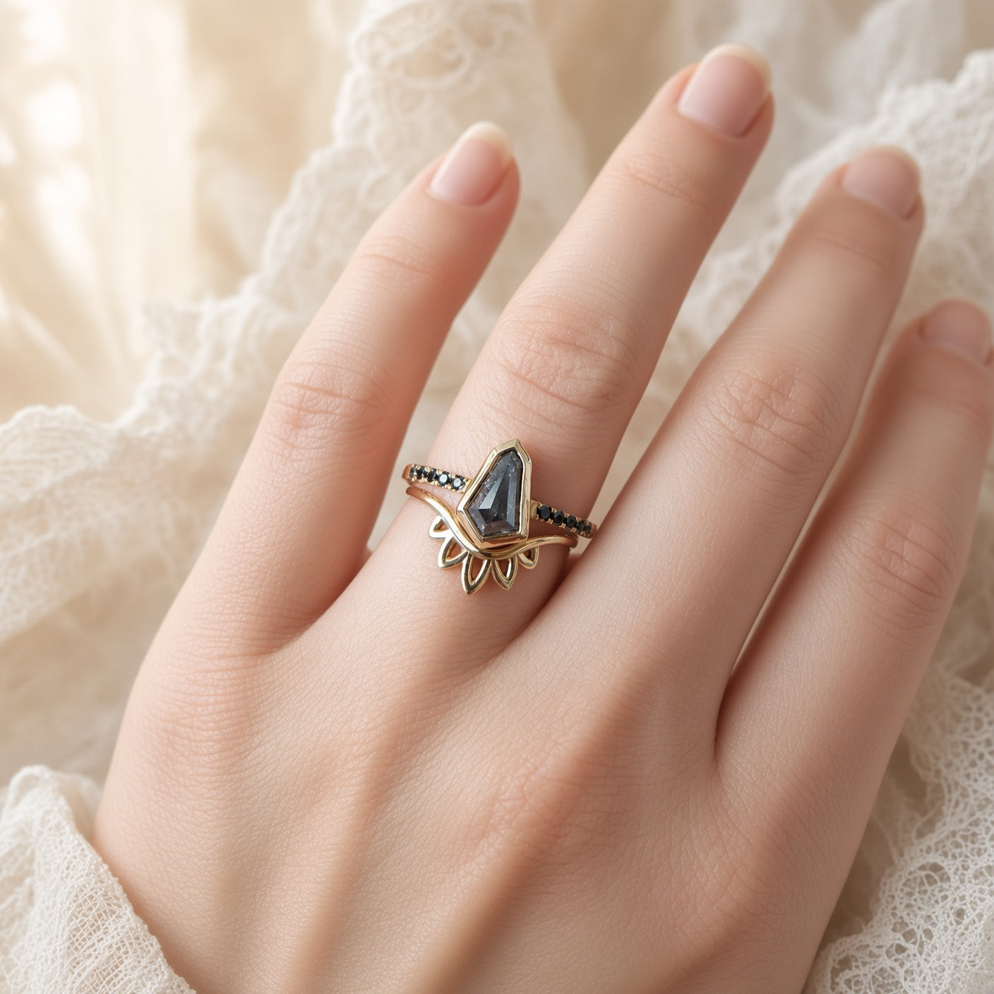 Floral Contour Wedding Band
