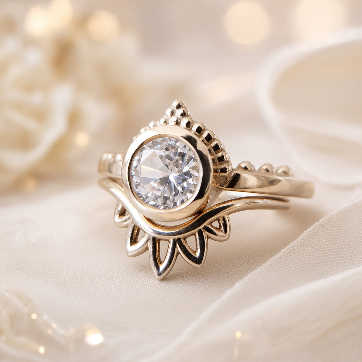 floral contour wedding band alternative band