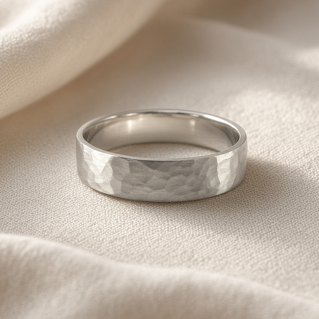 Men's Unique Hammered Texture Band