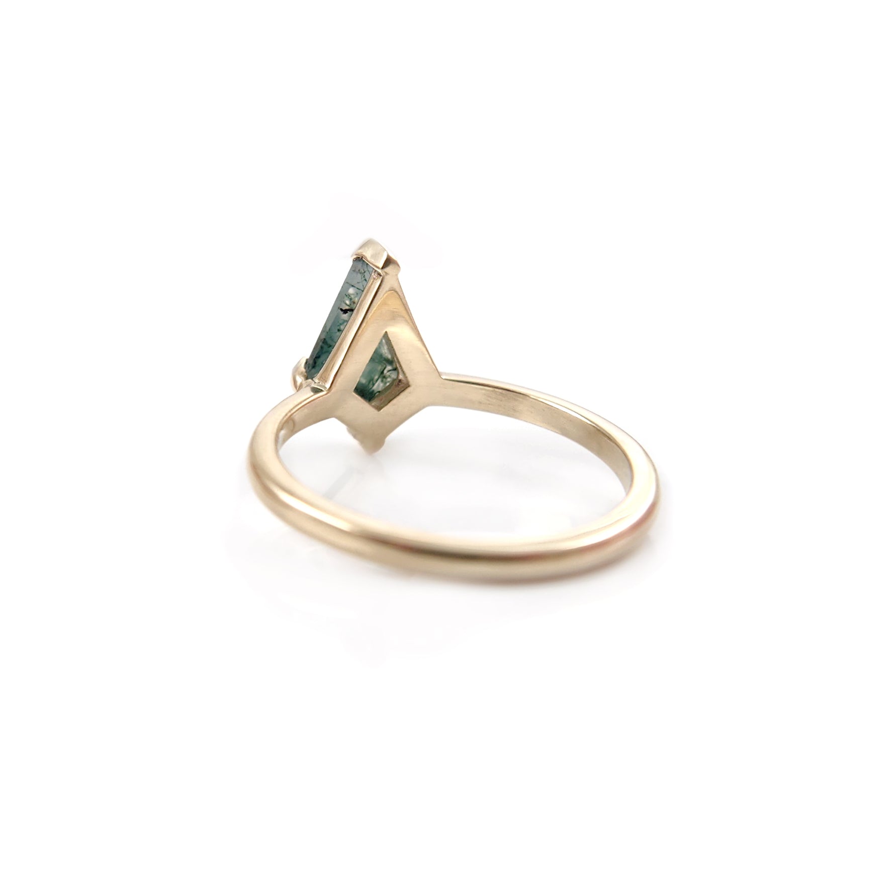 Kite-Cut Moss Agate Engagement Ring
