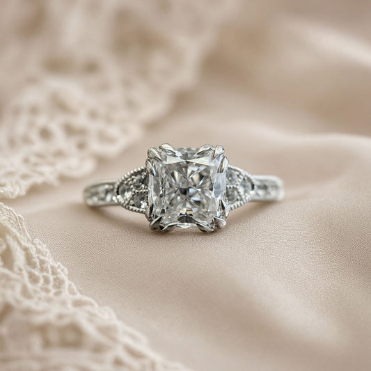 Vintage Style Lab-Grown Cushion Diamond Ring