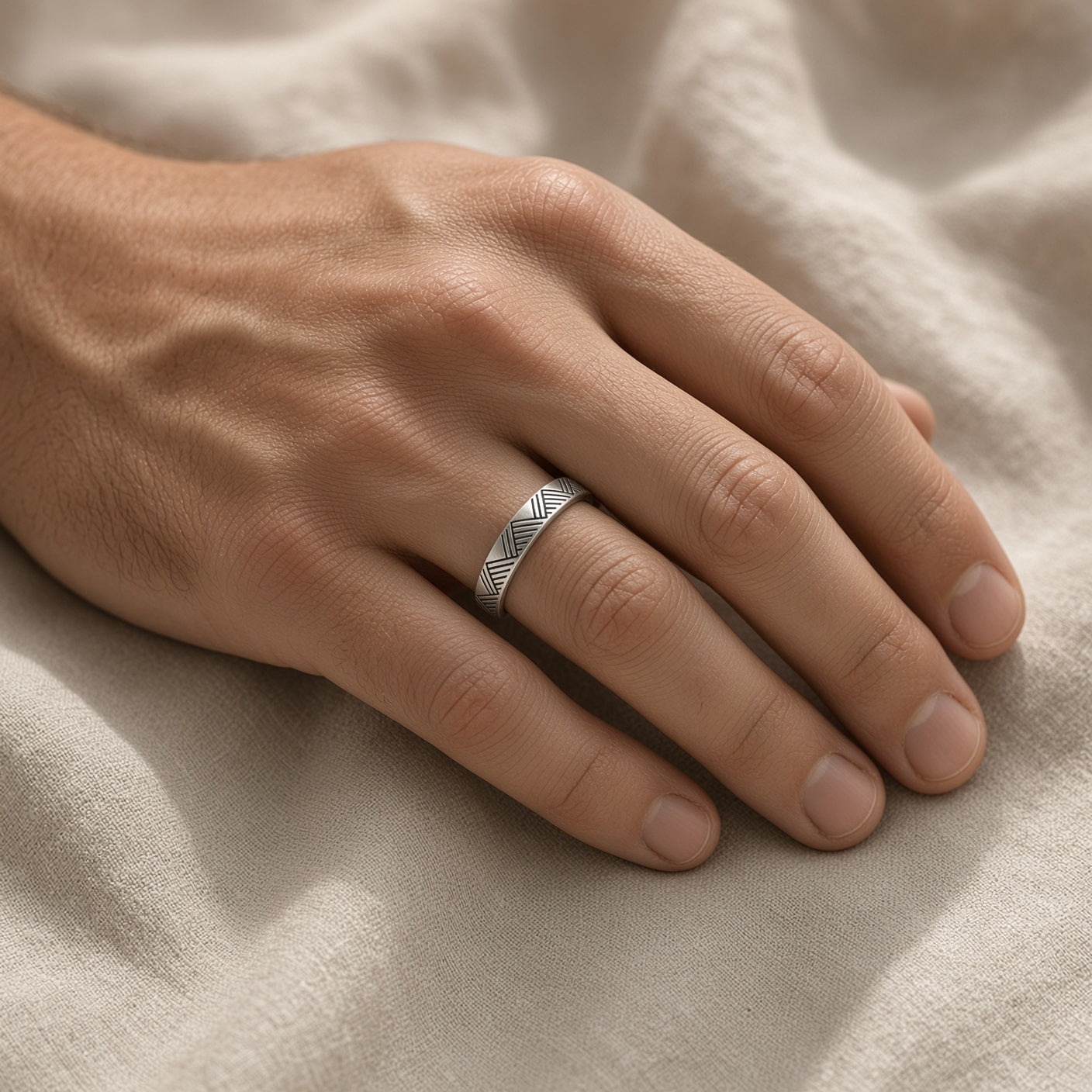 Engraved Mountain Ring