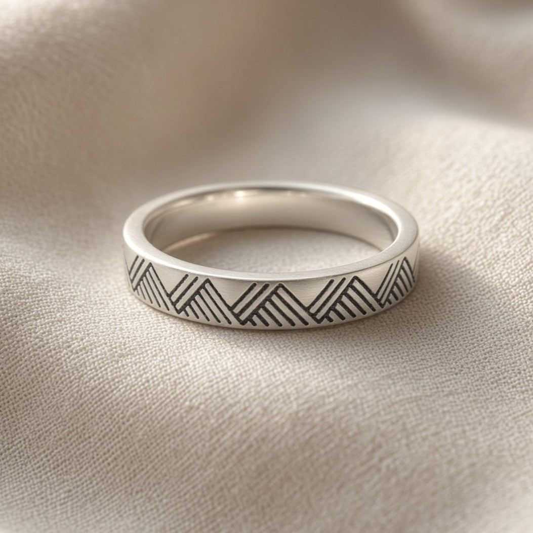 Engraved Mountain Ring