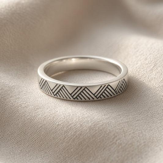 Engraved Mountain Ring