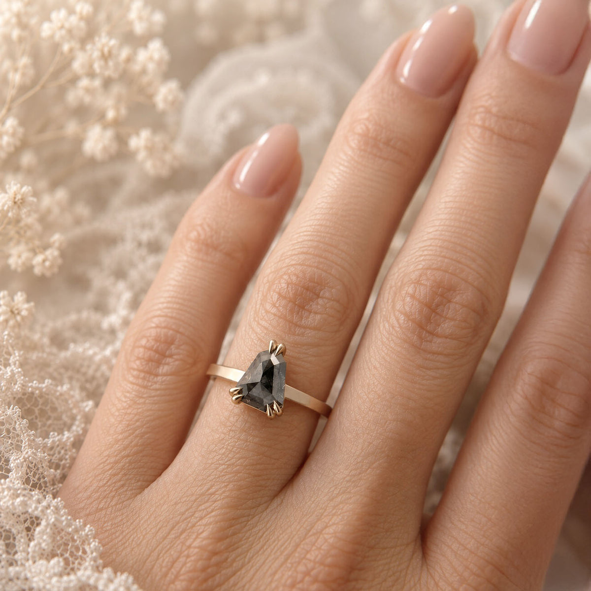 Shield Diamond Engagement Ring