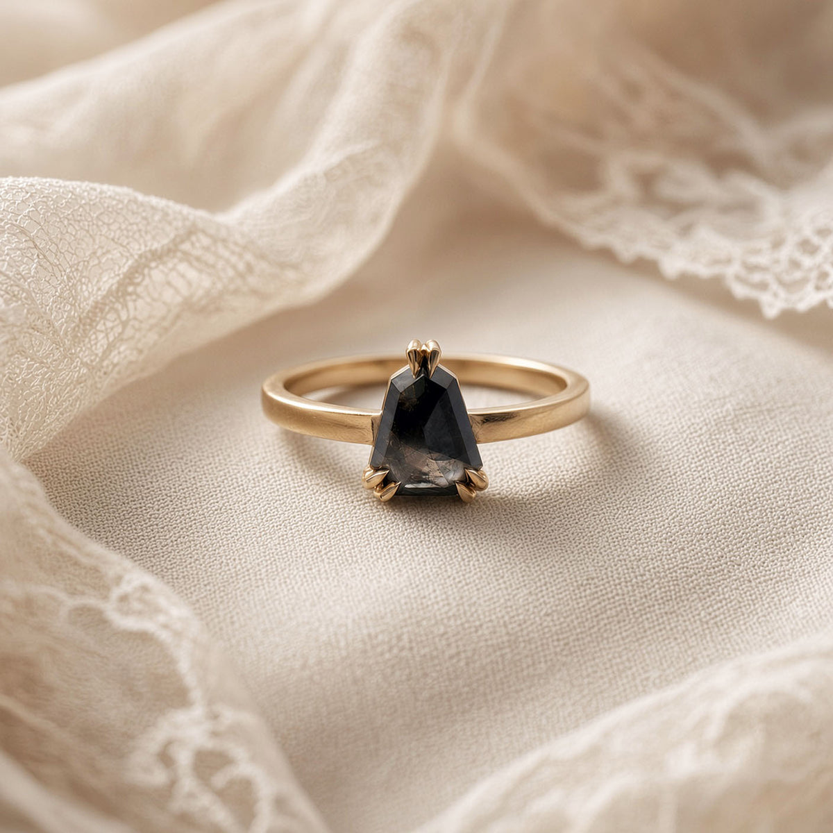 Shield Diamond Engagement Ring