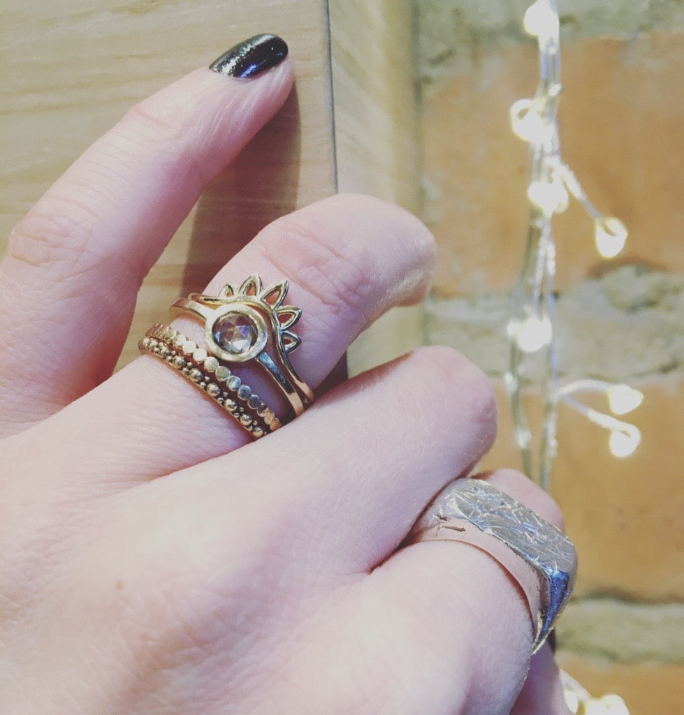 Rose-cut sapphire engagement ring