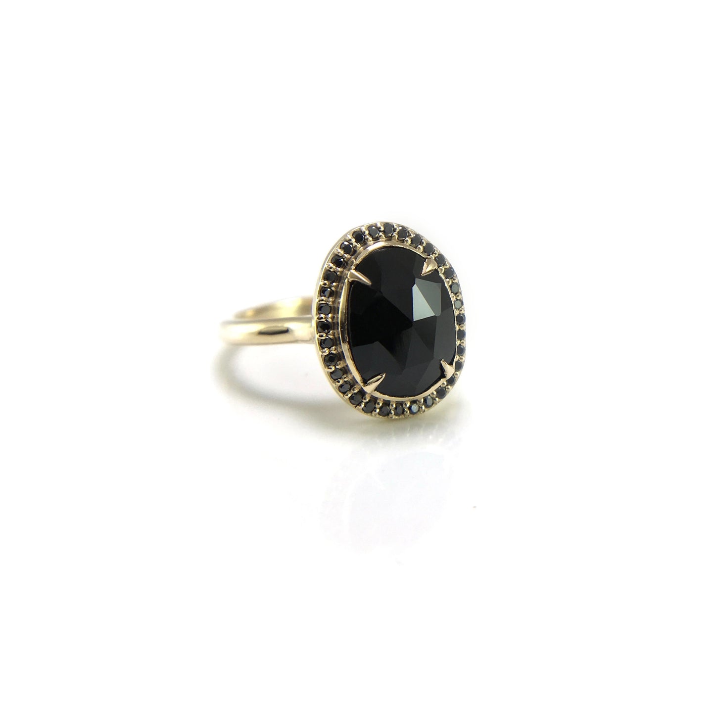 Black Spinel Halo Ring